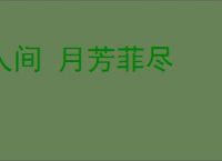 人间 月芳菲尽