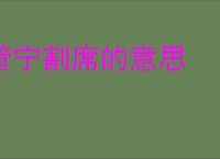 管宁割席的意思