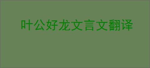 叶公好龙文言文翻译