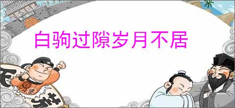 白驹过隙岁月不居
