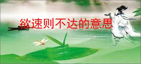 欲速则不达的意思