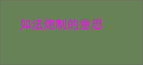 如法炮制的意思