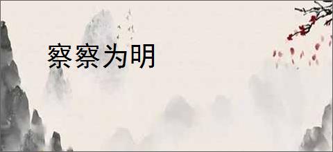 察察为明