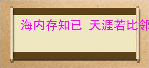 海内存知已 天涯若比邻