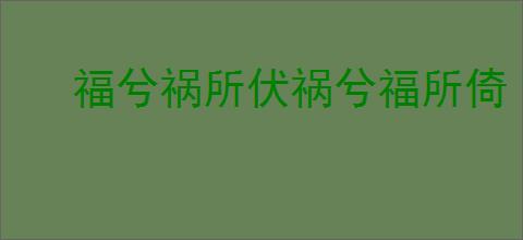 福兮祸所伏祸兮福所倚
