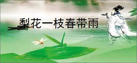 梨花一枝春带雨