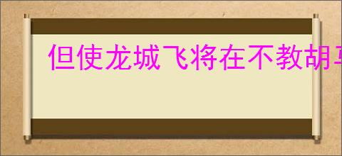 但使龙城飞将在不教胡马度阴山的意思