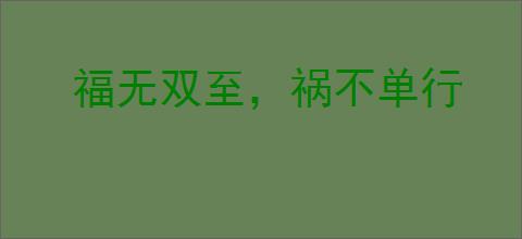 福无双至，祸不单行